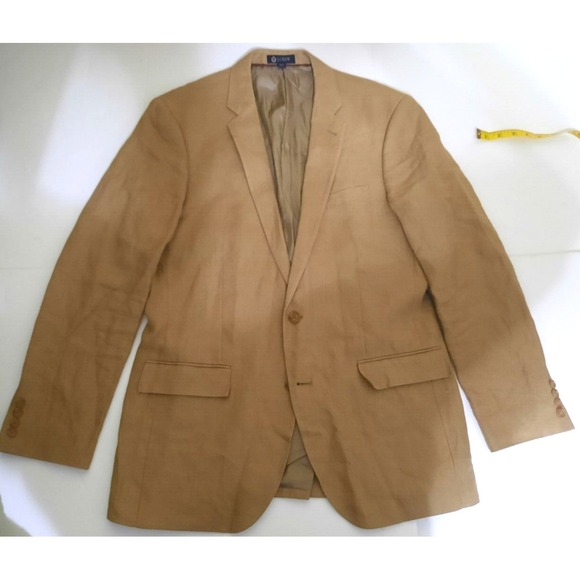 J Crew Ludlow Jacket Blazer 42L 100 Linen 2 Button Light Brown Tan Coat Mens